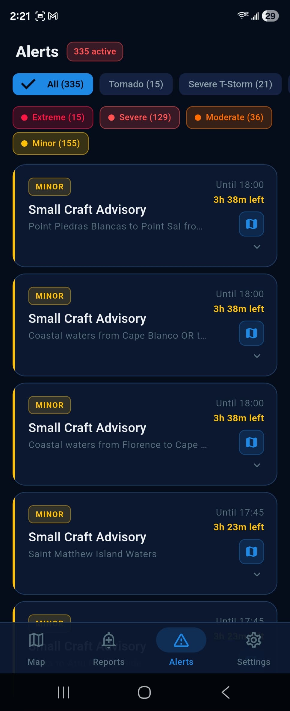 Alerts list
