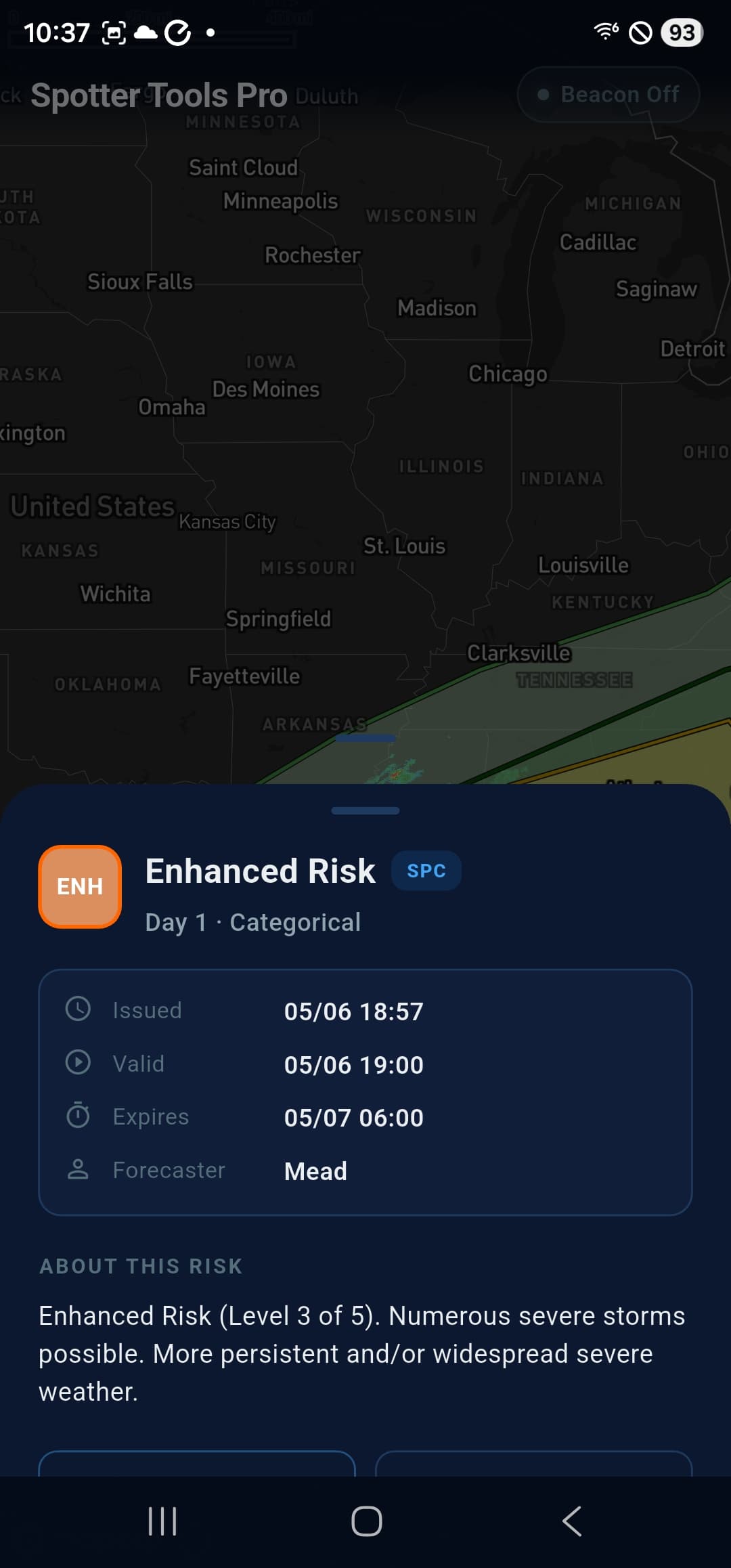 Convective Outlook detail sheet — Enhanced Risk