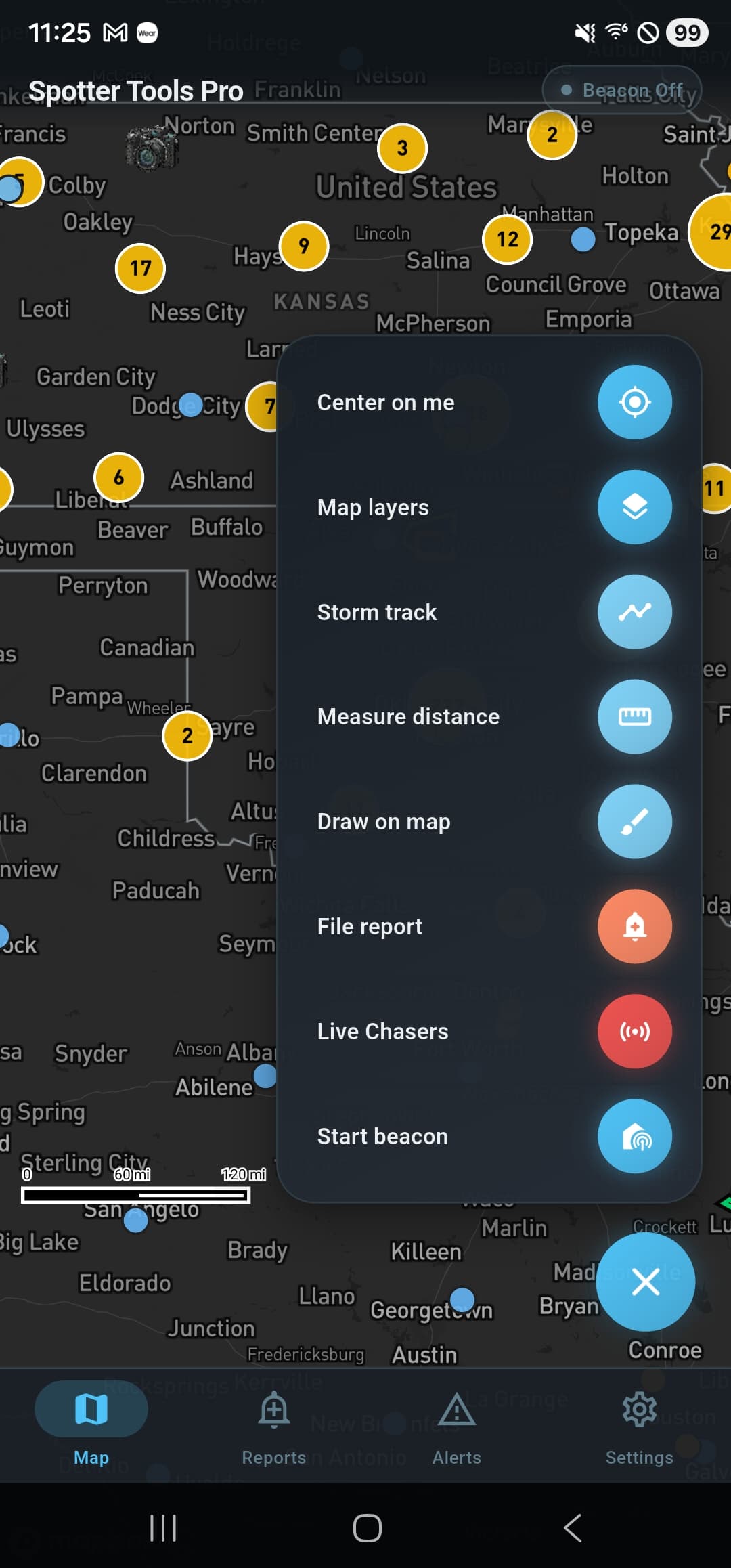 On-map quick action menu with field tools